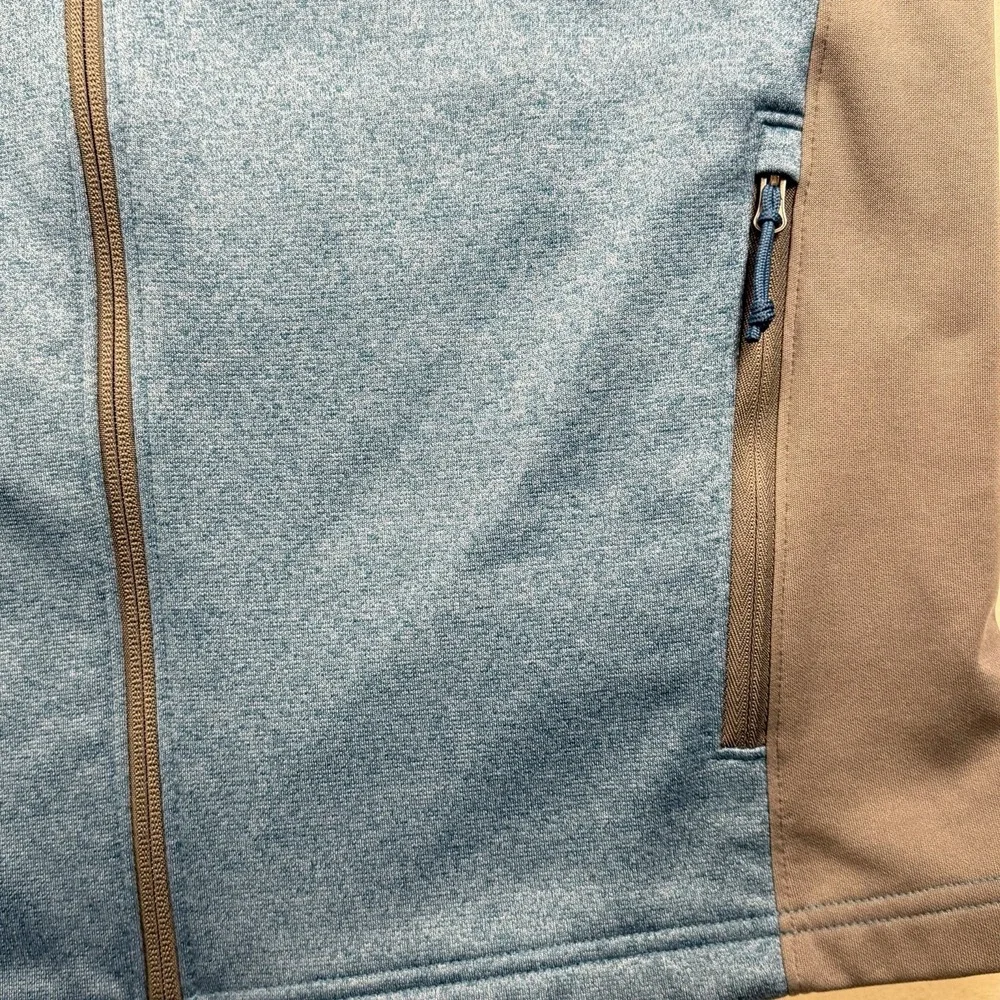 Columbia Men's Full Zip Hooded Fleece Jacket Medium Blue/Gray Colorblock Pockets